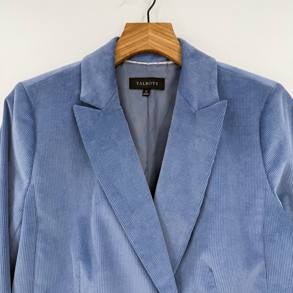 Talbots Double Breasted Corduroy Blazer in Blue Size 12 NEW - Picture 6 of 12